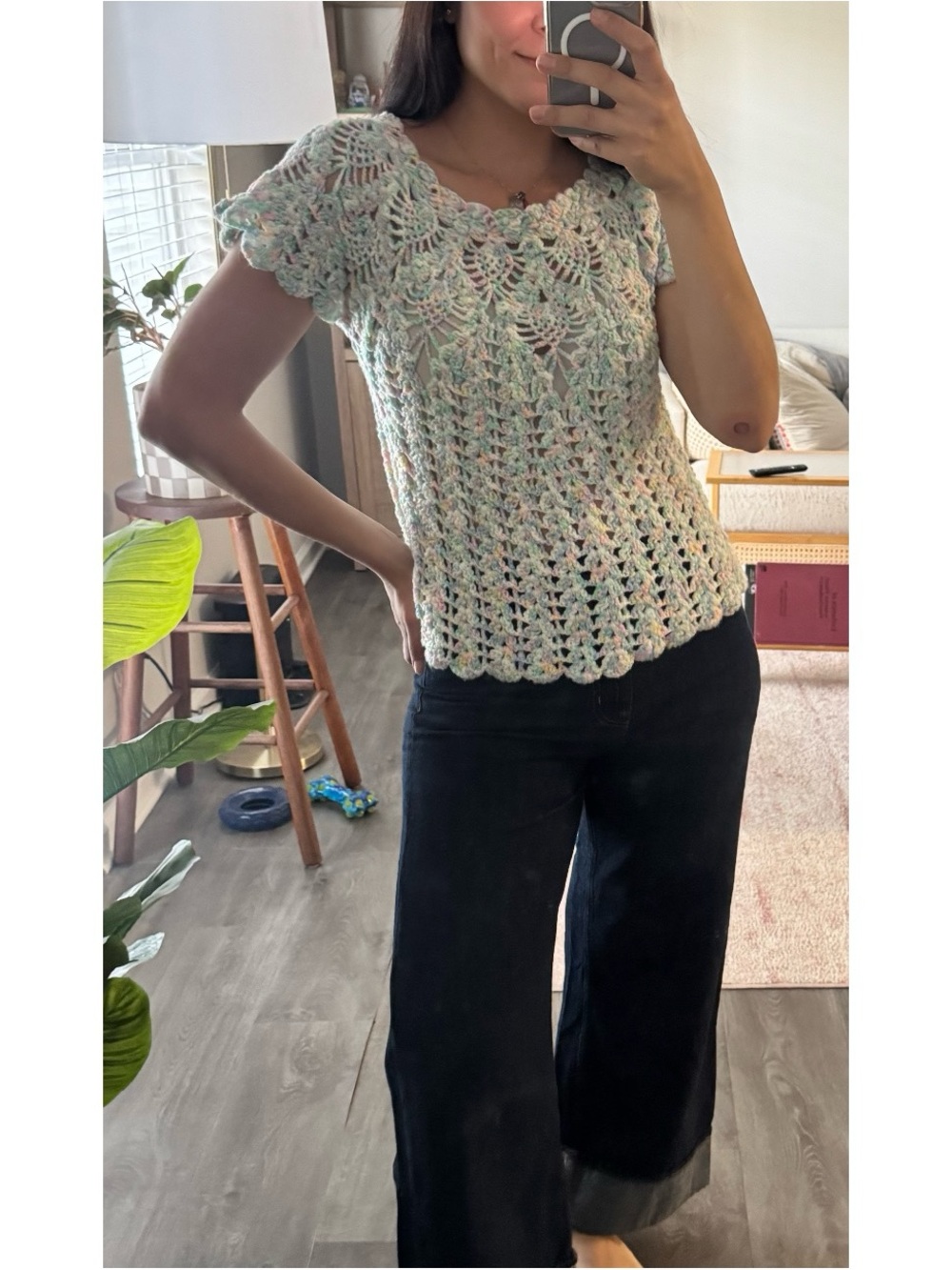 Vintage Handmade Pastel Crochet Top - Picture 3 of 7